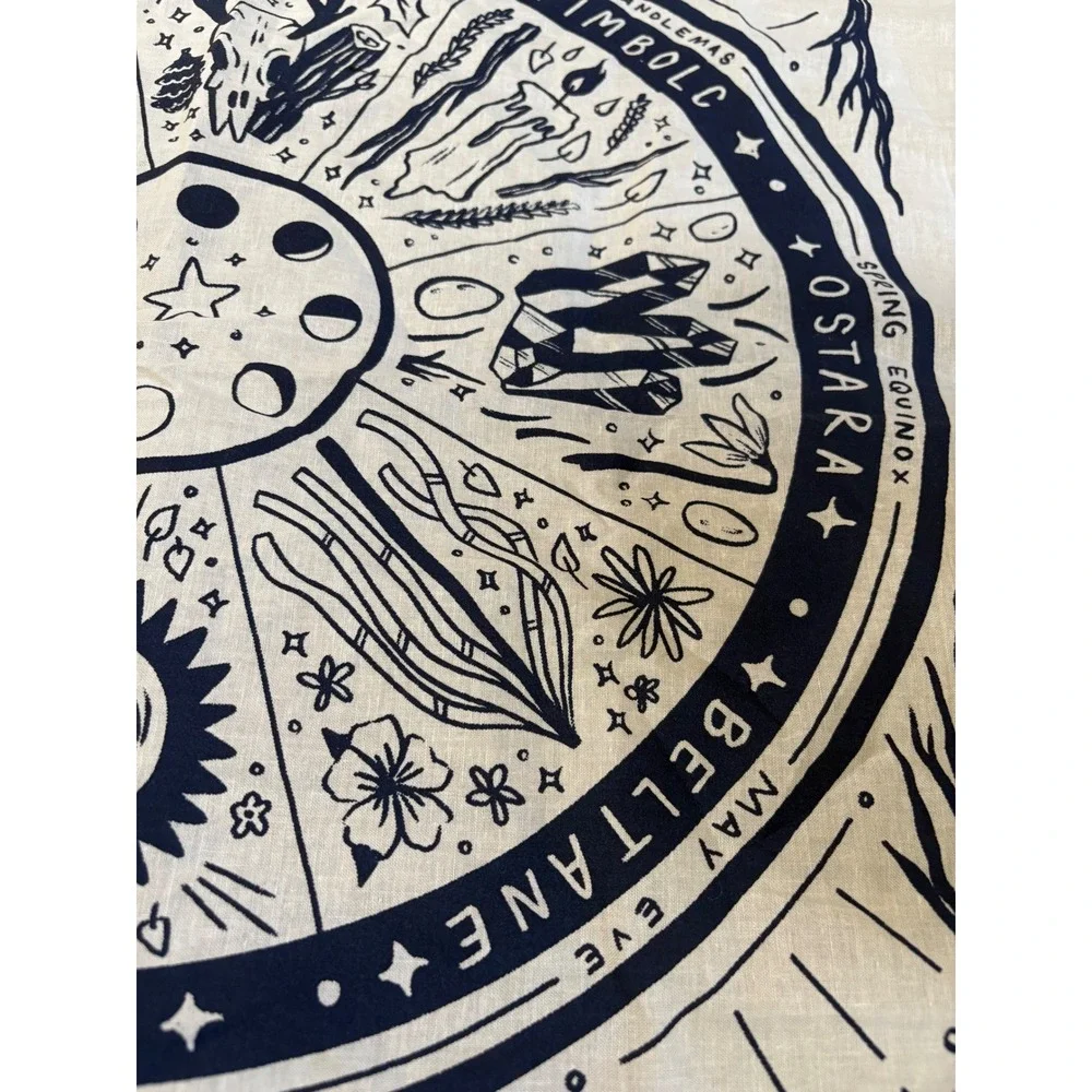 Wheel of the Year/Pagan Yule Samhain ostara Lammas Mabon bandana 22x22 vintage